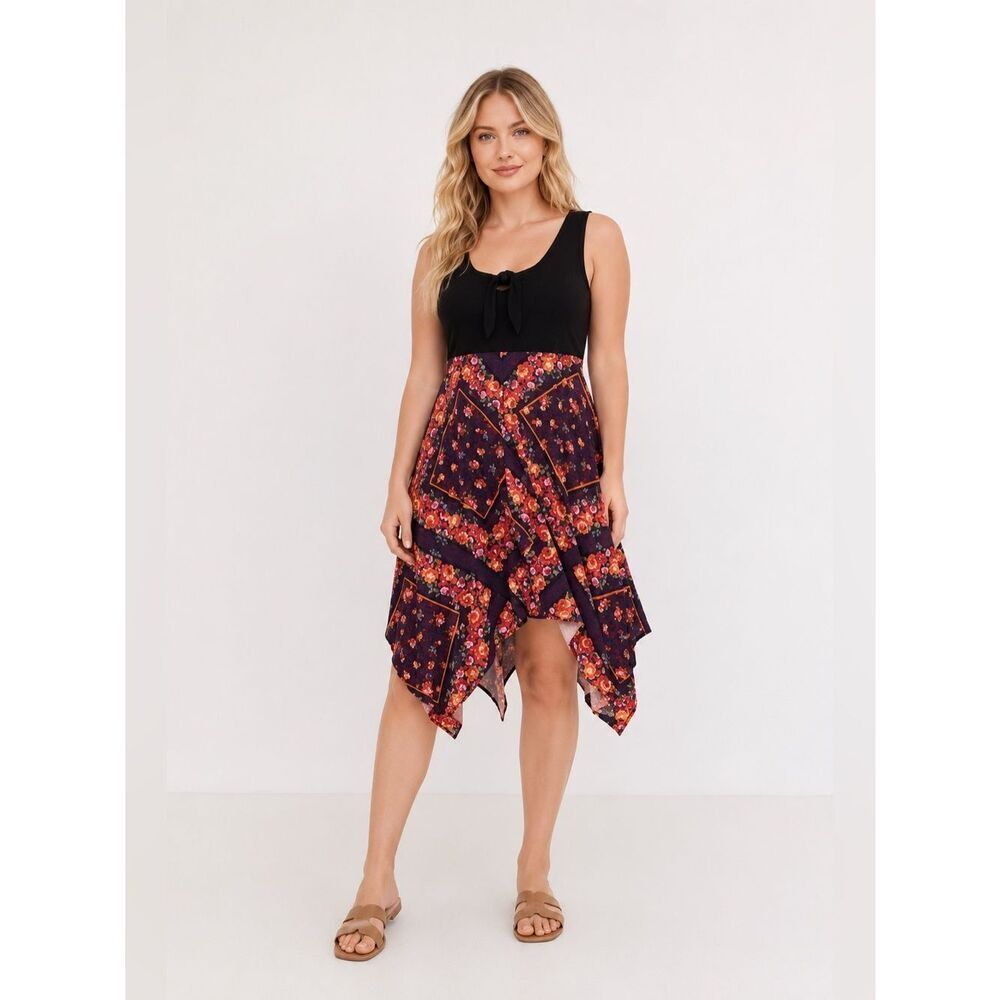 torrid Black Bodice Purple Floral Asymmetrical Skirt
